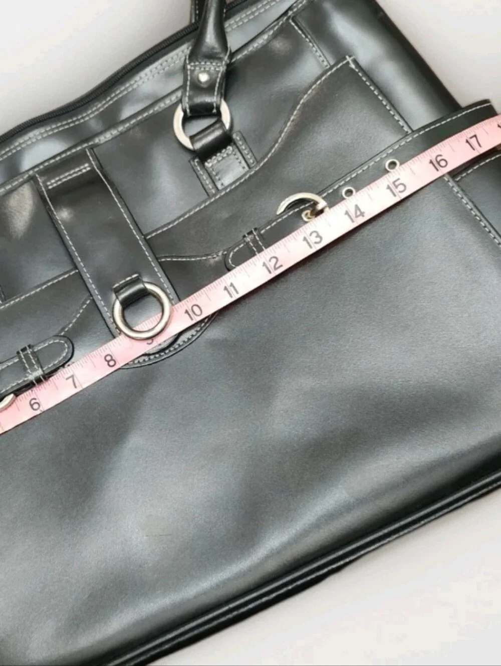 McKlein Black Leather Business Tote Laptop Briefcase Organizer 20